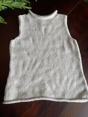 Margaret O'Leary Chunky Cotton Tank Sweater In Light Grey Size 1